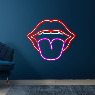 Fun - shaped Lips and Tongue Neon Sign,Red and Pink neon light,Custom LED Neon light,Perfect for Cosmetics store,Boutique and Stylish home decor
