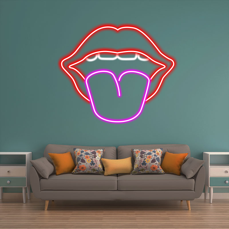 Fun - shaped Lips and Tongue Neon Sign,Red and Pink neon light,Custom LED Neon light,Perfect for Cosmetics store,Boutique and Stylish home decor