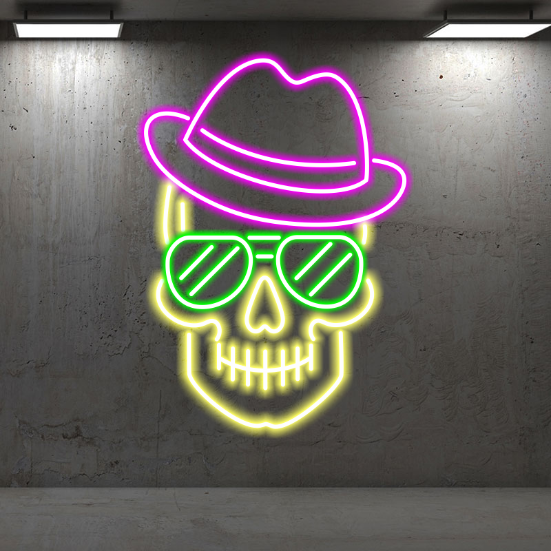 Custom Skull LED Neon Sign, Personalized Colorful Neon Light,Perfect for Day of the Dead, Tattoo Shops and Party Decor