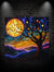 Oil Painting Style Square Photo Frame Neon | Moon Tree Hanging LED Decorative Light | Creative Home Lighting | Suitable for Bedroom, Living Room and Office