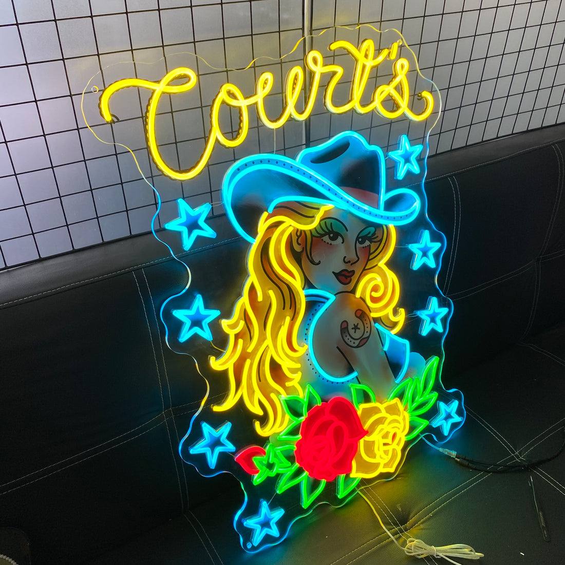 Vibrant Customizable LED Neon Sign,Cowgirl - Themed Neon Light, Personalized Branding Neon, Ideal for Western Style Bars