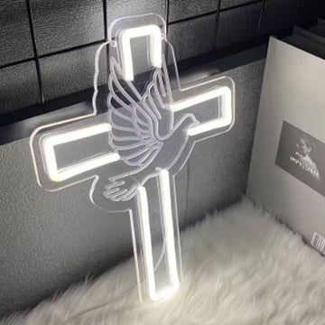 Cross Neon Sign Jesus LED Light, Brighter Wall Decor for Bedroom, Living Room, Wedding Gift
