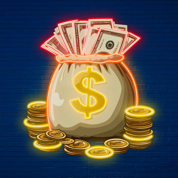 UV Printed Money Bag & Dollar Sign Design for Home Decor,USB Powered Custom Neon Sign UV Printed,LED Neon light Ideal Gifts for Teens