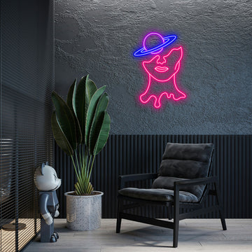 Celestial Face Moon Star Neon Wall Sign Bedroom Bar Aesthetic Decor LED Light Art Home Accent Cosmic Style Room Ornament
