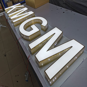 Waterproof Business Custom Punching Holes Led Channel Letters Front-lit LED Advertising Face Illuminated Channel Letter Sign