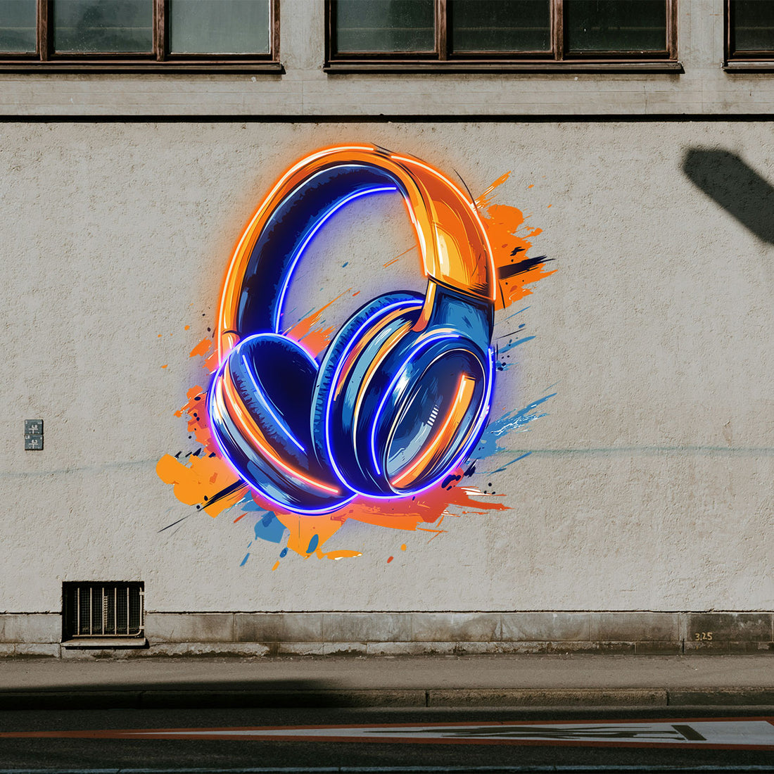 Custom Headphone Neon Sign,Neon Headphone Wall Art,Orange and Blue LED Headphone Neon Light, Perfect for Music - themed Bars and Lounges