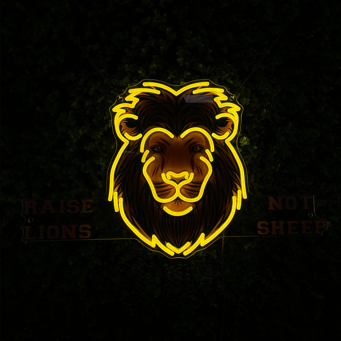 Lion Head Neon Sign with Quote - Stylish for Home Offices or Gyms, Appeals to Ambitious & Motivational - minded People, Inspiring Birthday Present