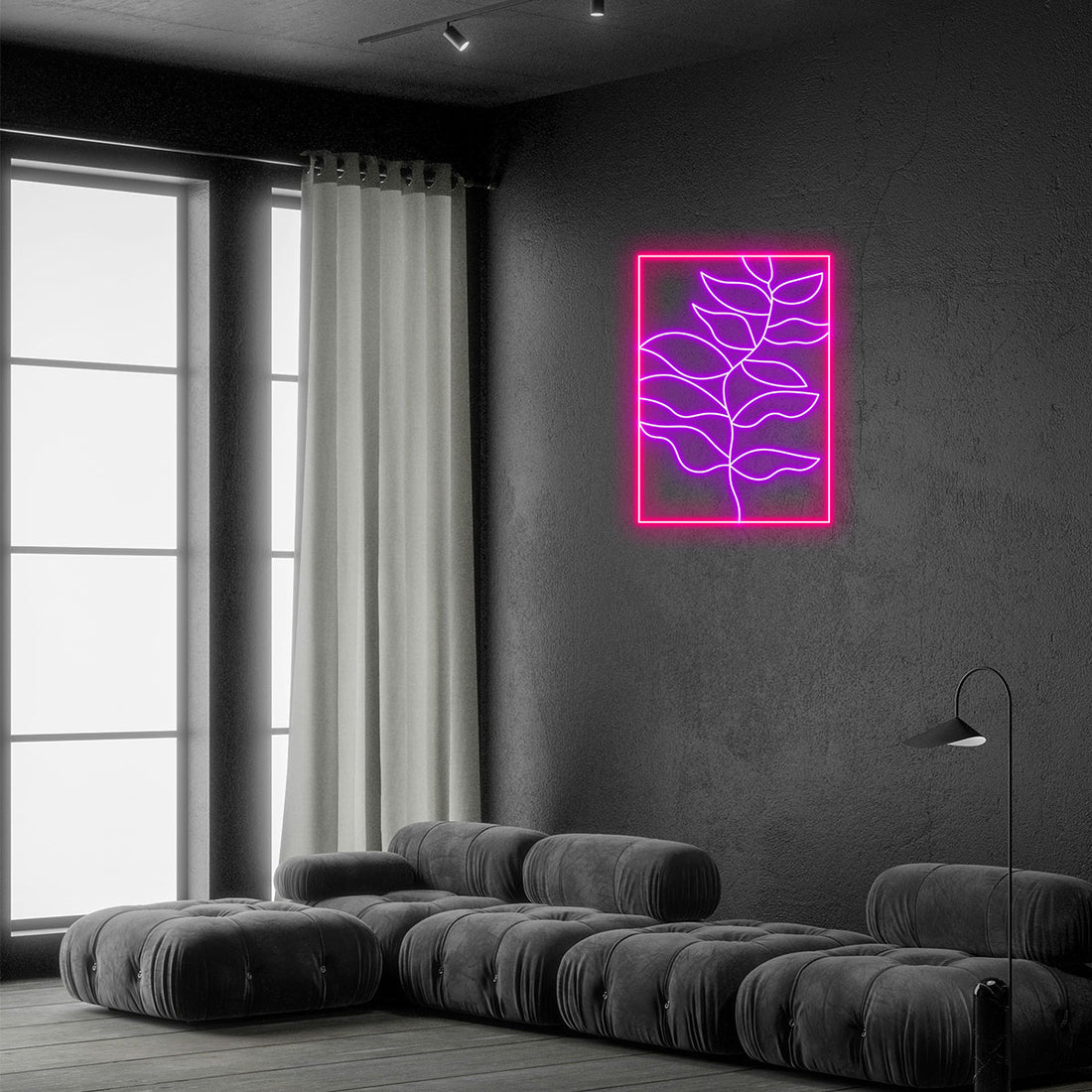 Custom Neon Sign, Boho Bedroom Decor, Purple Leaf LED Light, Framed Neon Light, Handmade Sign