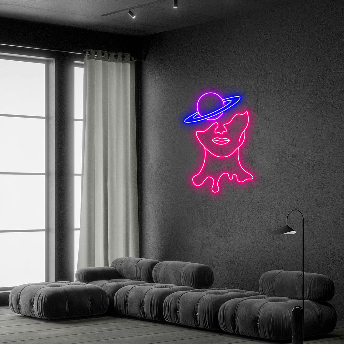 Celestial Face Moon Star Neon Wall Sign Bedroom Bar Aesthetic Decor LED Light Art Home Accent Cosmic Style Room Ornament