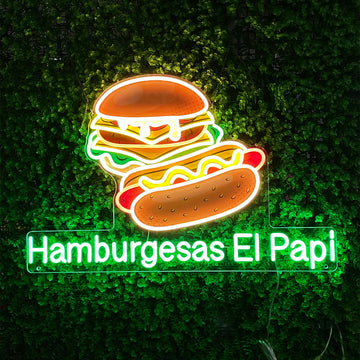 UV - printed Customized Hamburger and Hot Dog Neon Light, Suitable for Fast - food Restaurants and Food Markets, Perfect Gift for Fast - food Lovers