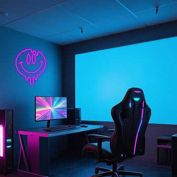 Custom Melting Purple Smiley Neon Sign, Aesthetic Wall Light, Gift for Unique Style Fans, Great for Bedroom, Dorm, or Party Use