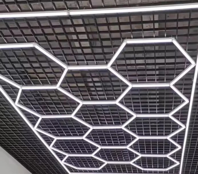 Modular 14-Hole Hex LED Ceiling Light Hexagon Honeycomb Light – Bright, Sleek & Easy to Install for Garage, Workshop & Office