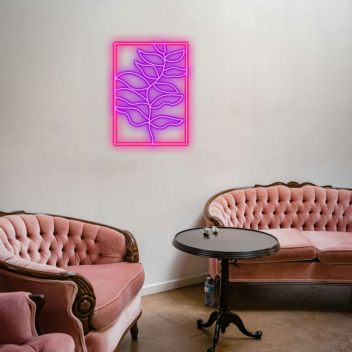 Custom Neon Sign, Boho Bedroom Decor, Purple Leaf LED Light, Framed Neon Light, Handmade Sign