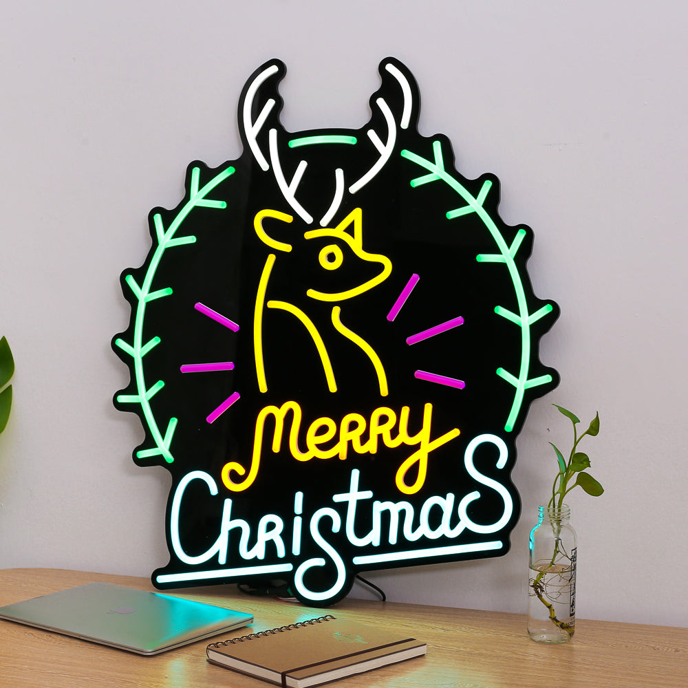 "Merry Christmas"neon sign with black backboard,led flexible neon sign