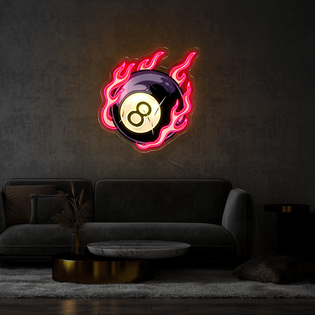 Billiards Ball Fire Artwork Led Neon Sign