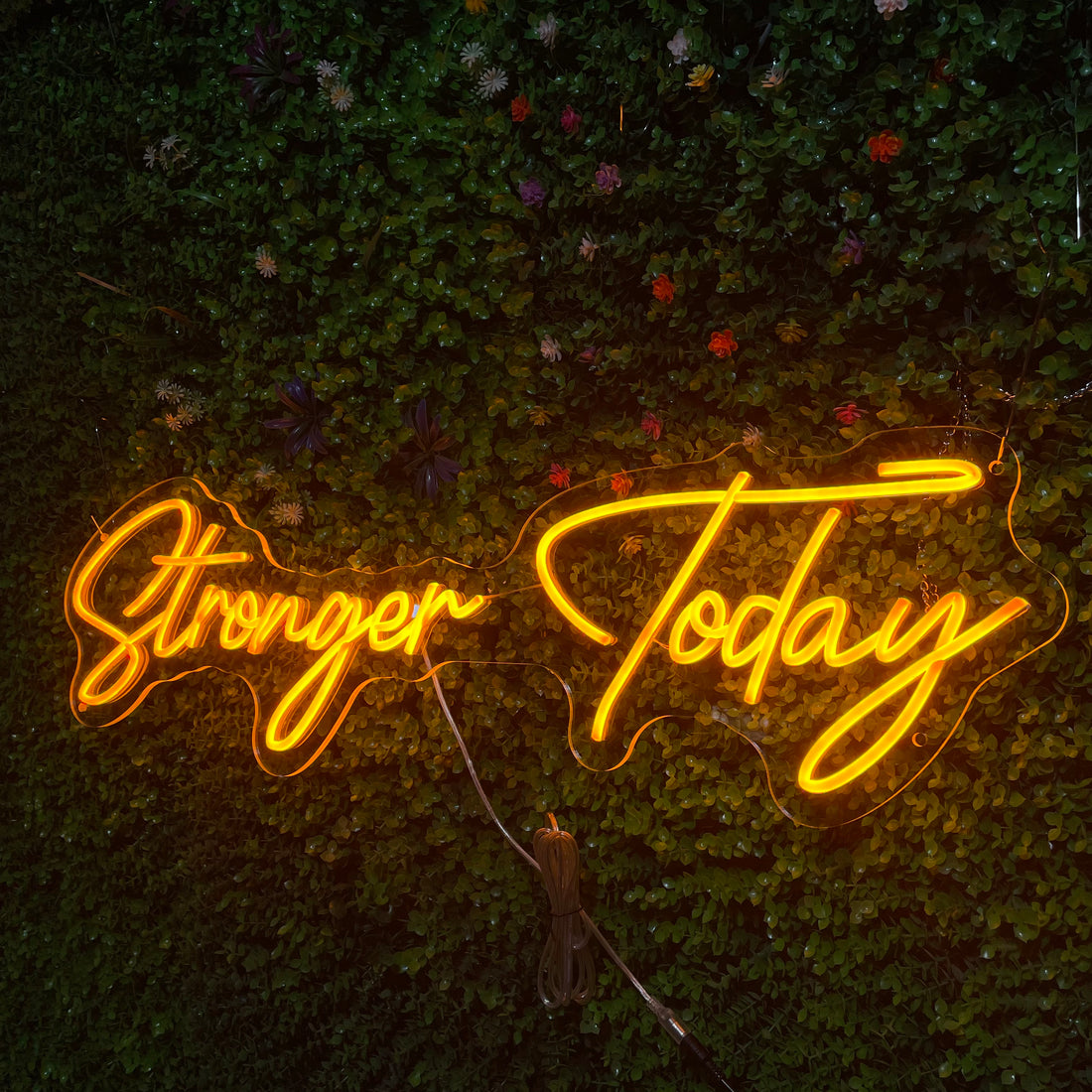 Stronger Today Neon Sign | Motivational Gym LED Light | Workout Neon Decor for Home Gym | Fitness Wall Art | Mother’s Day Gift for Gym Mom