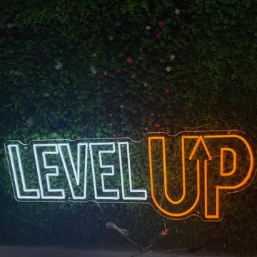 Level UP Neon Sign, Custom Game Room Game Zone LED Neon Light Wall Art Decor Home Bedroom Gaming Room Gym Fitness Decoration Personalized Gift For Gamer