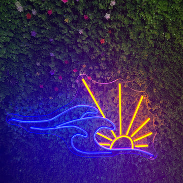 Wave Sunset Neon Sign, Custom Sun Ocean Sunrise Sea LED Neon Light, Home Wall Decor, Living Room Beach Bar Decoration, Personalized Gift