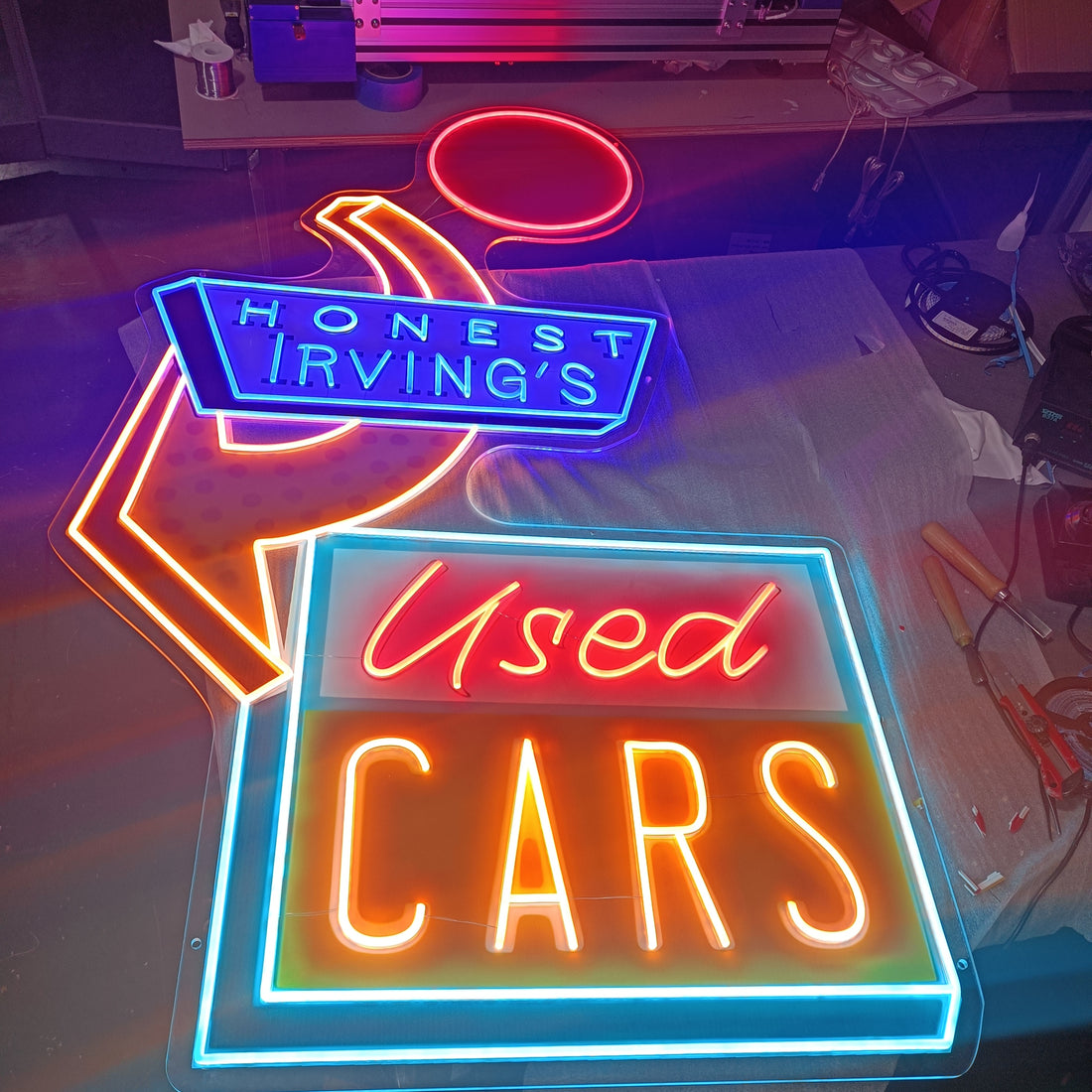 Custom Used Car Neon Sign – Retro Car Dealership Style | Personalized LED Neon Light for Garage, Auto Shop, Man Cave | Choose Text, Color, Size & Font