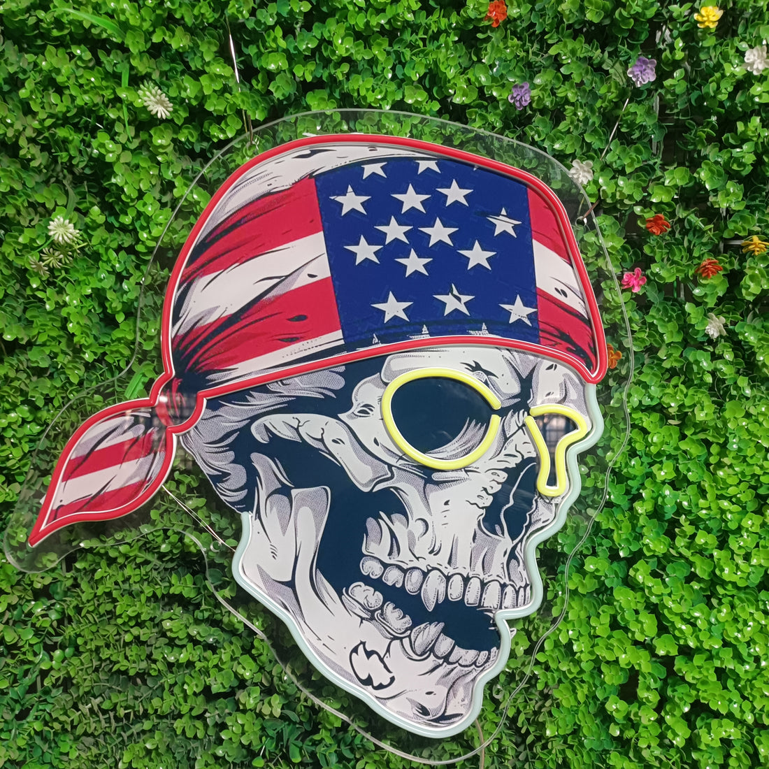 Vintage American Skull Neon Lights, Perfect for Photoshoots, Colorful LED Light,Unique Business Decor, Wall Art Decor