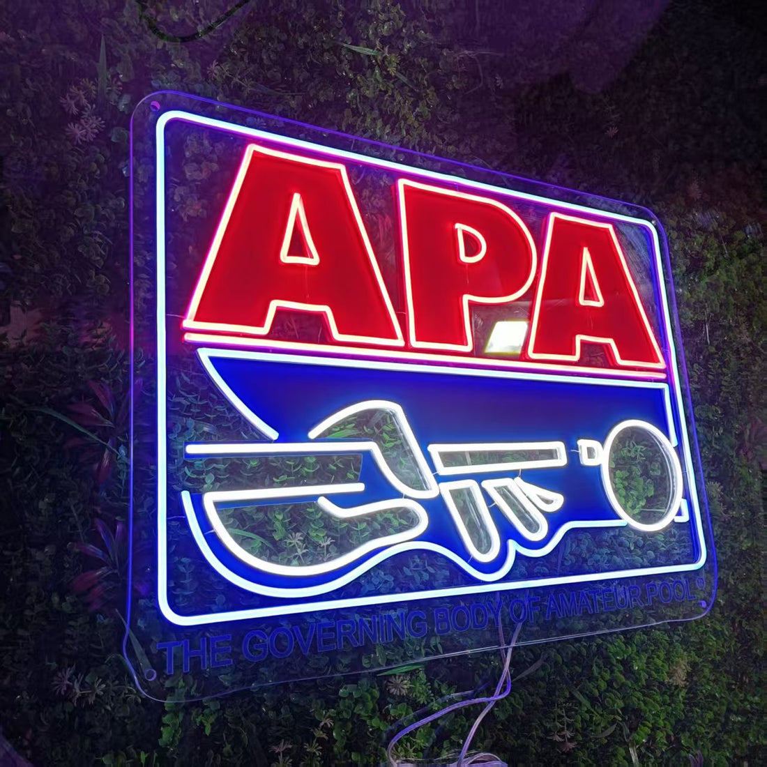 Custom neon sign,Vibrant Red, Blue and White Acrylic Neon Sign, Ideal for Pool Halls and Billiard Venues to Showcase Identity