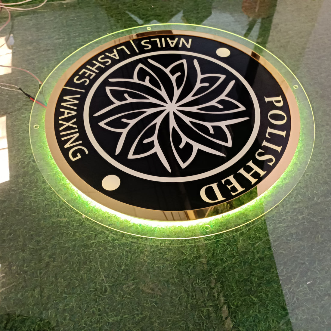 Custom Acrylic Backlit Sign,Stunning Circular Design Acrylic LED Sign,Wall decorations Sign,Ideal for beauty salons, nail studios, or any high - end beauty businesses