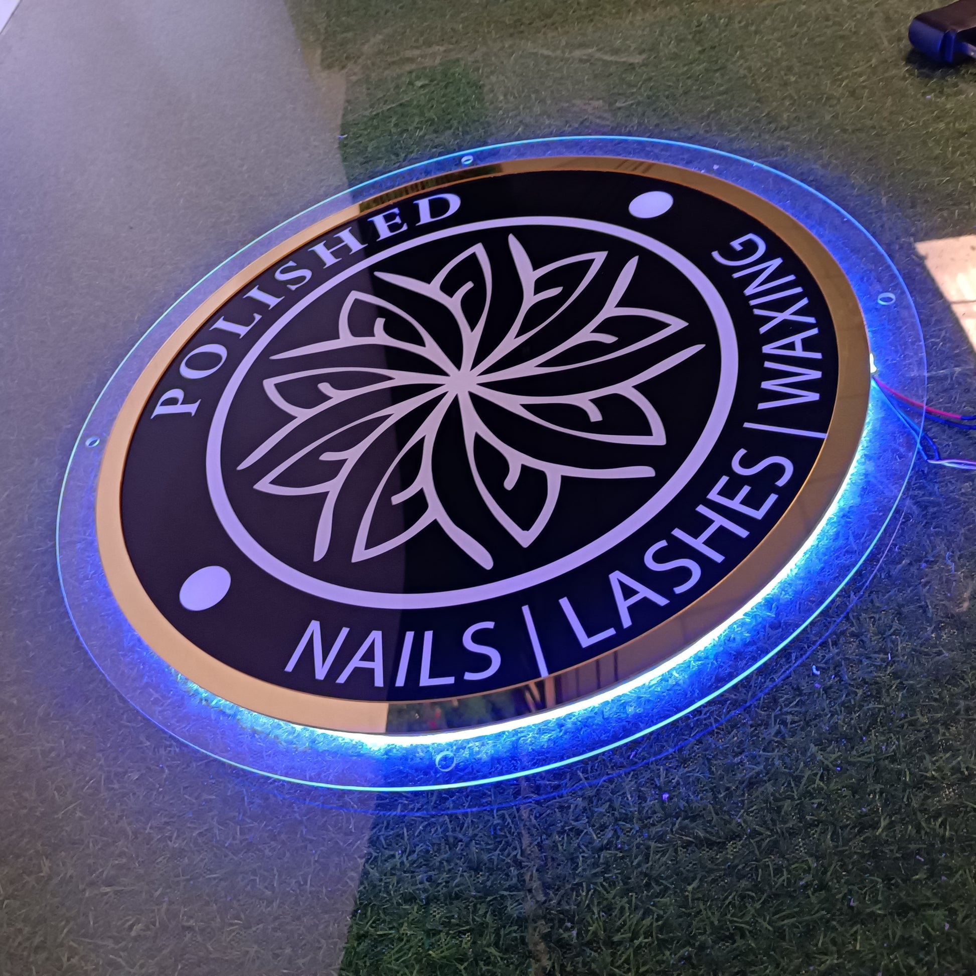 Custom Acrylic Backlit Sign,Stunning Circular Design Acrylic LED Sign,