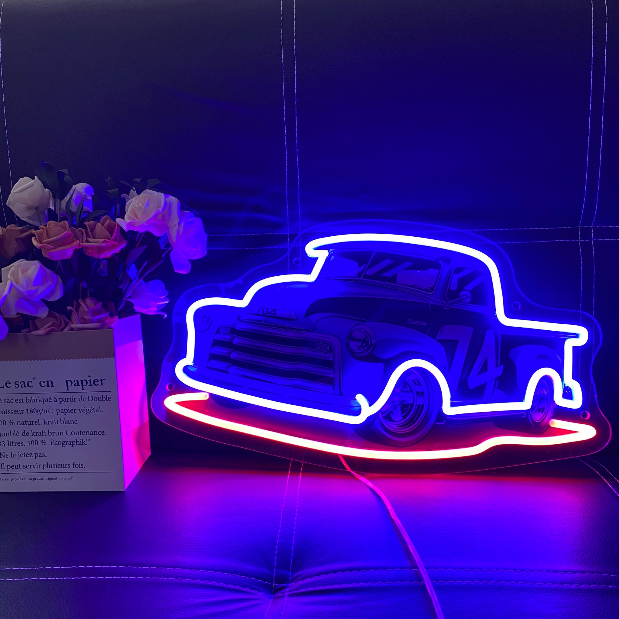 Custom Car Neon Light,Blue and Red LED Signs,Gift for car enthusiasts,Wall decor art, Ideal for car store and Teenager Bedrooms