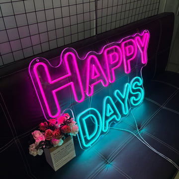 Happy Days Text Neon Light Home Decor Neon Sign Bedroom Wall Hanging