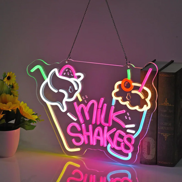 Milk Shakes Neon Sign Milk Shake Neon Light LED Wall Light for Dessert Shop Restaurant Neon Decor Business Logo Sign
