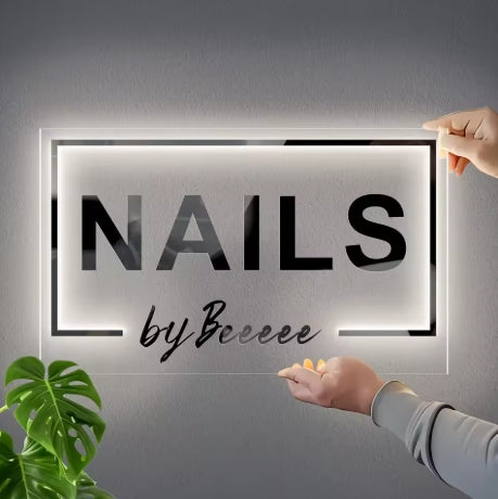 Custom Business Acrylic Signs UV Print Coffee Shop Bar Logo Beauty Salon Nail Hair Studio Company Office Name Led Neon Signs