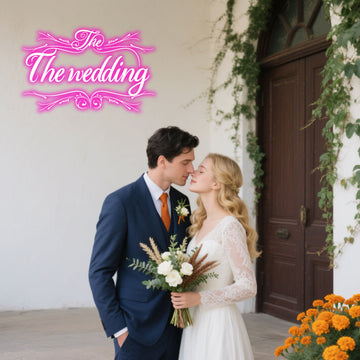 Vivid Pink “The Wedding” Neon Sign – Wedding Neon Light Sign for Bride Gift, Bachelorette Party or Bedroom Decor