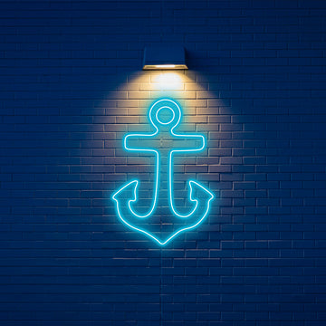 Custom Anchor Neon Sign LED Wall Light,Marine Theme Ocean Style Night Light,Nautical Decor for Coastal Home, Bathroom, Cafe