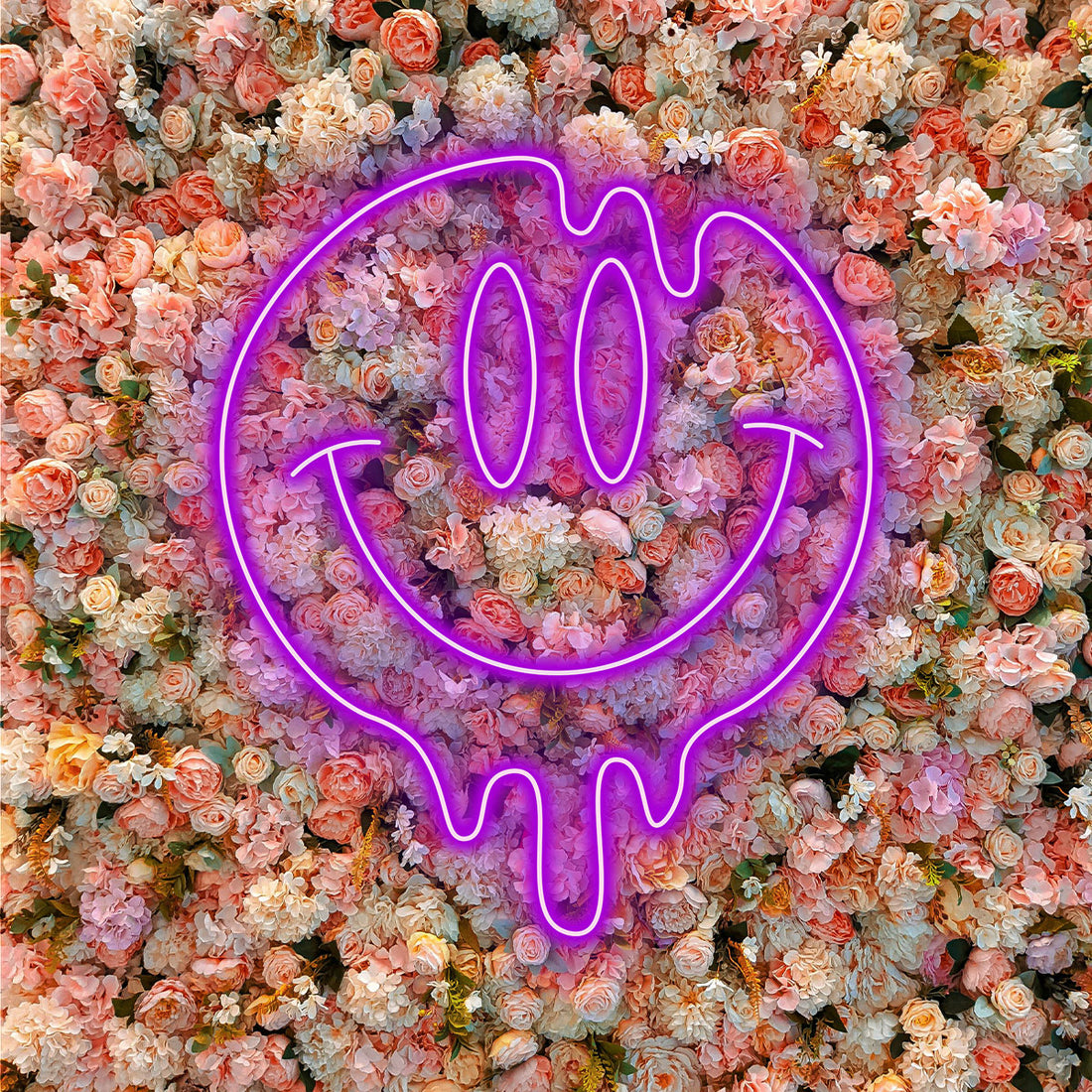 Custom Melting Purple Smiley Neon Sign, Aesthetic Wall Light, Gift for Unique Style Fans, Great for Bedroom, Dorm, or Party Use