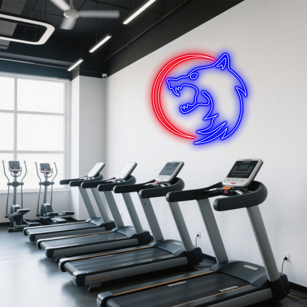 Wolf Neon Sign with Crescent Moon, Bold Wall Decor for Man Cave, Club, Bar, Adventure Themed Room Gift Idea