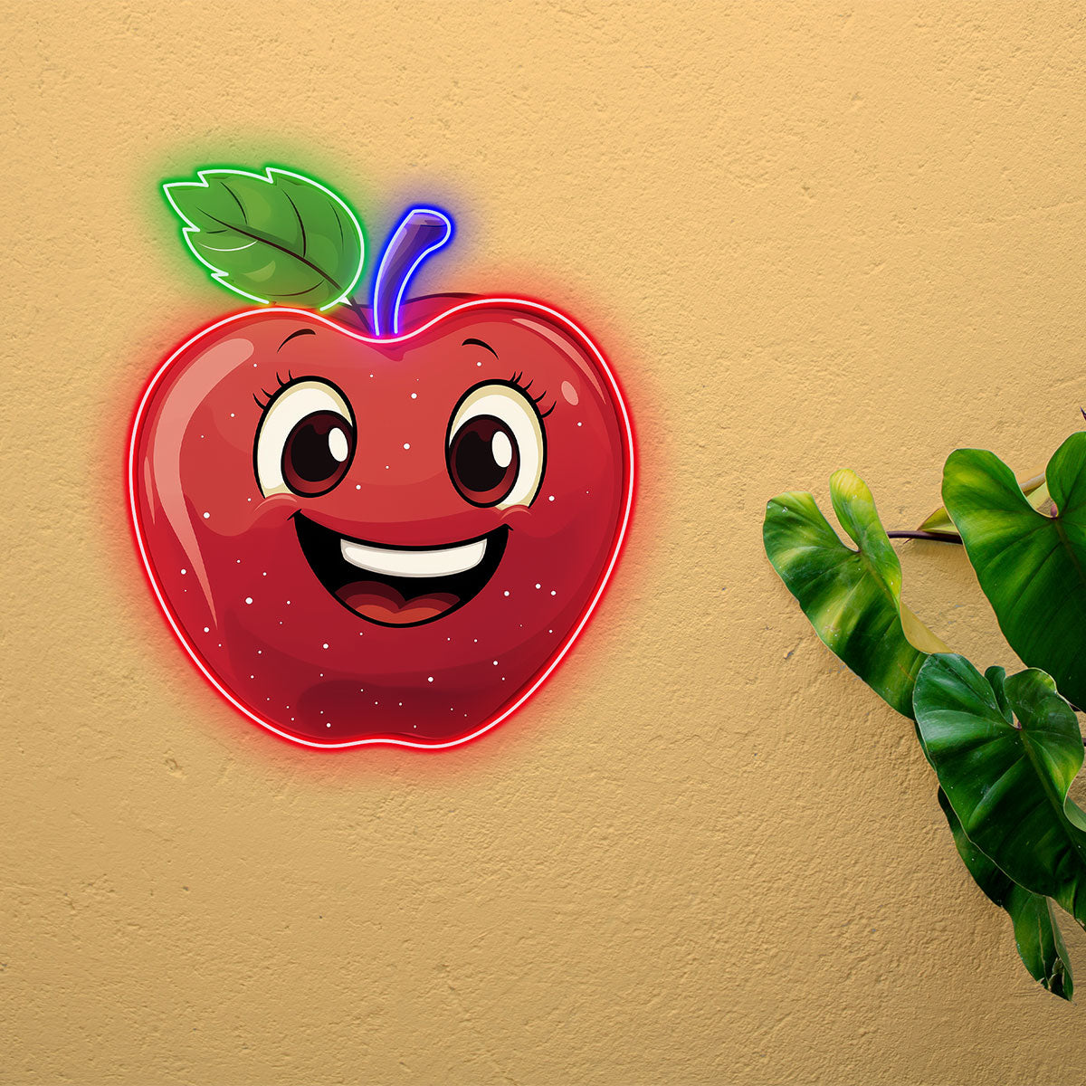 Cheerful Red Apple Neon Sign,Custom neon light,Neon wall decorations,Ideal for Kitchens, Cafes, or Children's Rooms.