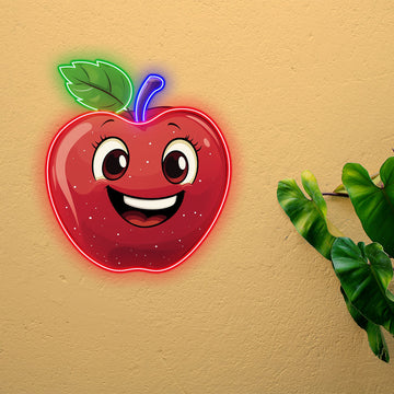 Cheerful Red Apple Neon Sign,Custom neon light,Neon wall decorations,Ideal for Kitchens, Cafes, or Children's Rooms.