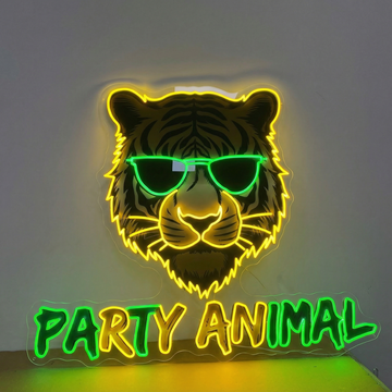 Custom “Party Animal” Tiger Neon Sign – Personalized LED Neon Light for Bar, Club & Home Decor
