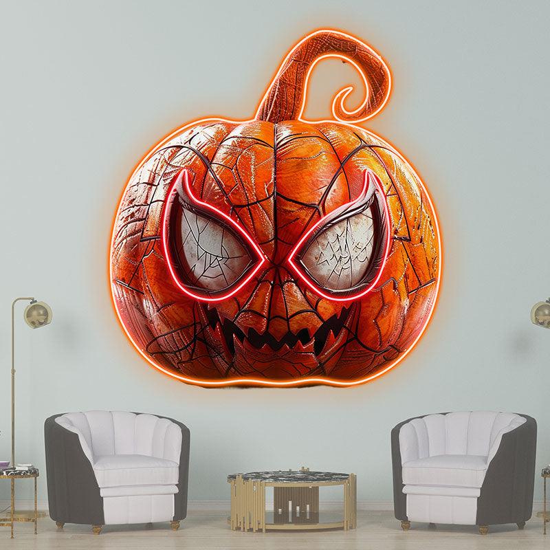 Spider-Man Ripple Pumpkin Light neon signs | Big Eyes Grinning Emoji LED Decoration Light | Creative Halloween Home Lighting