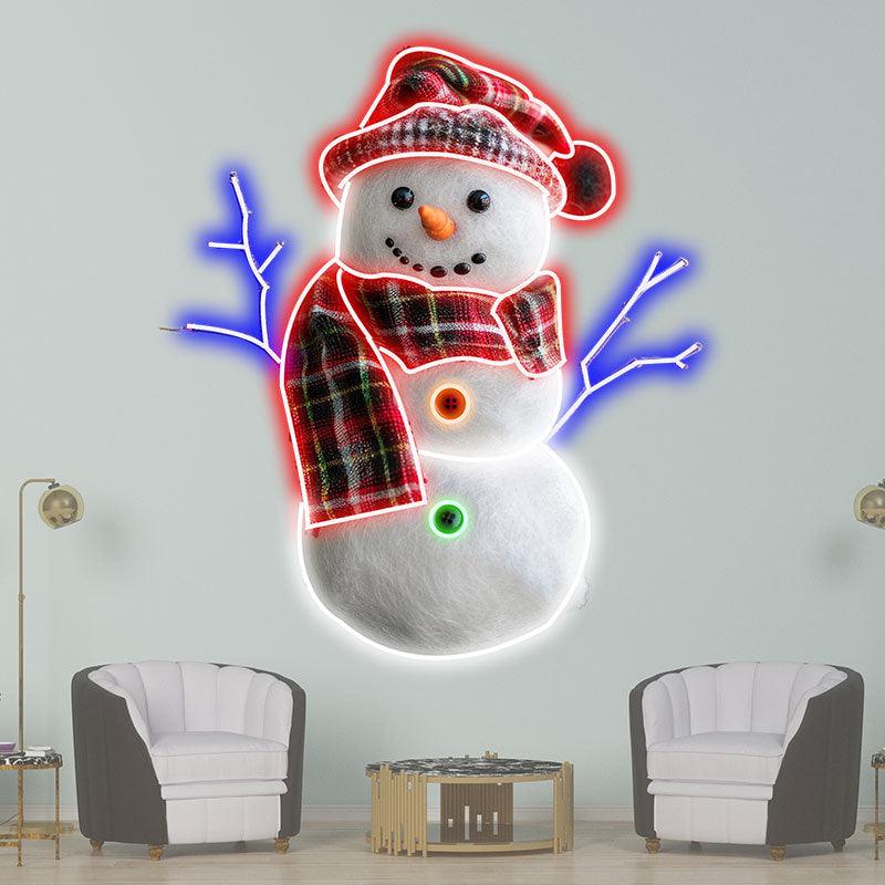 Cute Snowman Neon signs | LED Lights with Hat & Scarf | Perfect for Holiday Decorations & Gifts