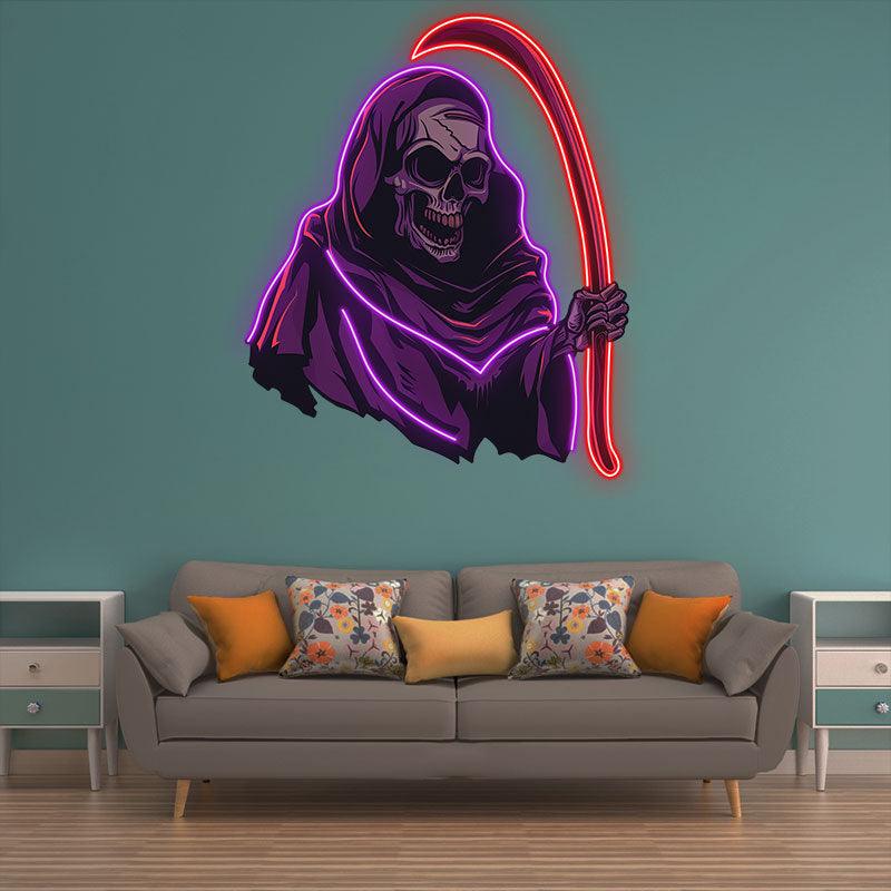 Eerie Grim Reaper Ghost Decoration | Spooky LED Light neon signs for Haunting Halloween Vibes