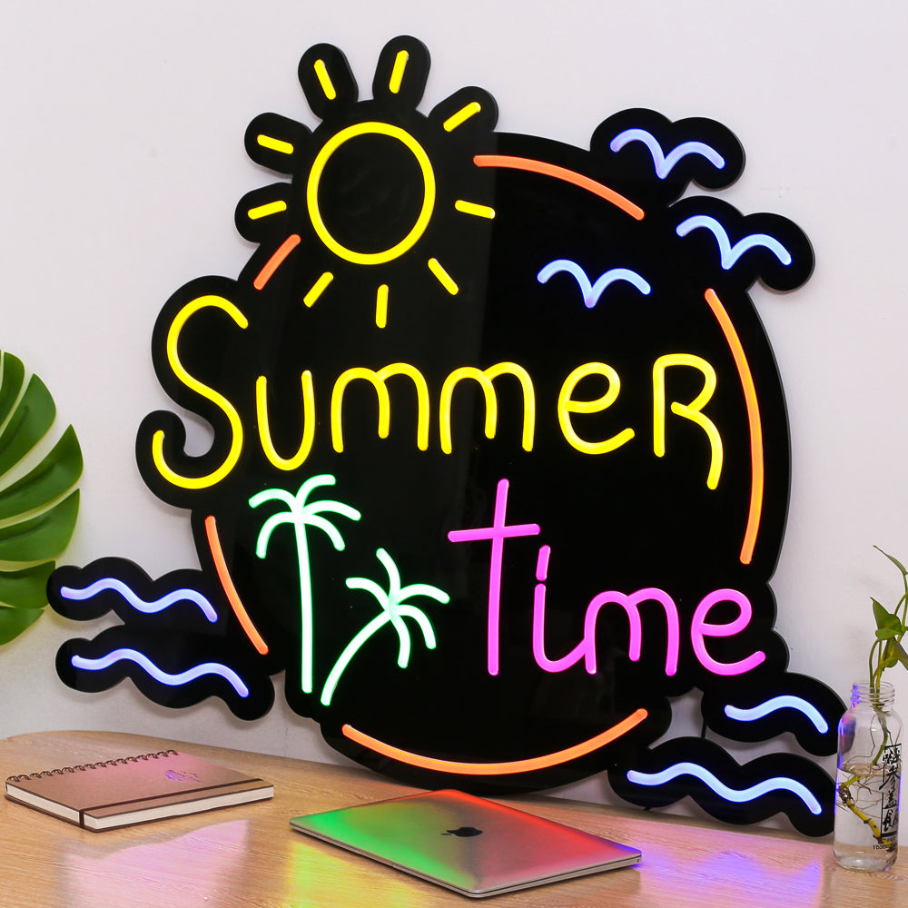 "Summer time"neon sign with black backboard,led flexible neon sign