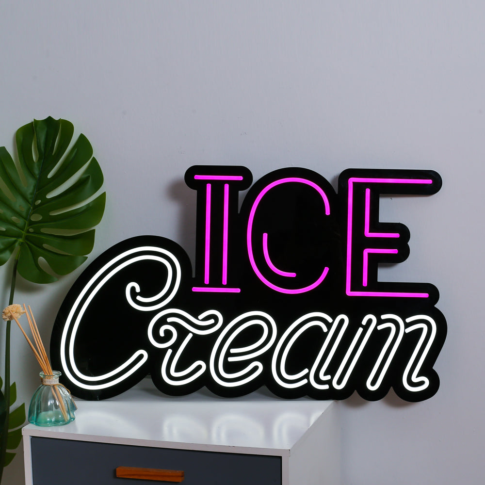 "ICE Cream"neon sign with led lighting color, custom neon name board