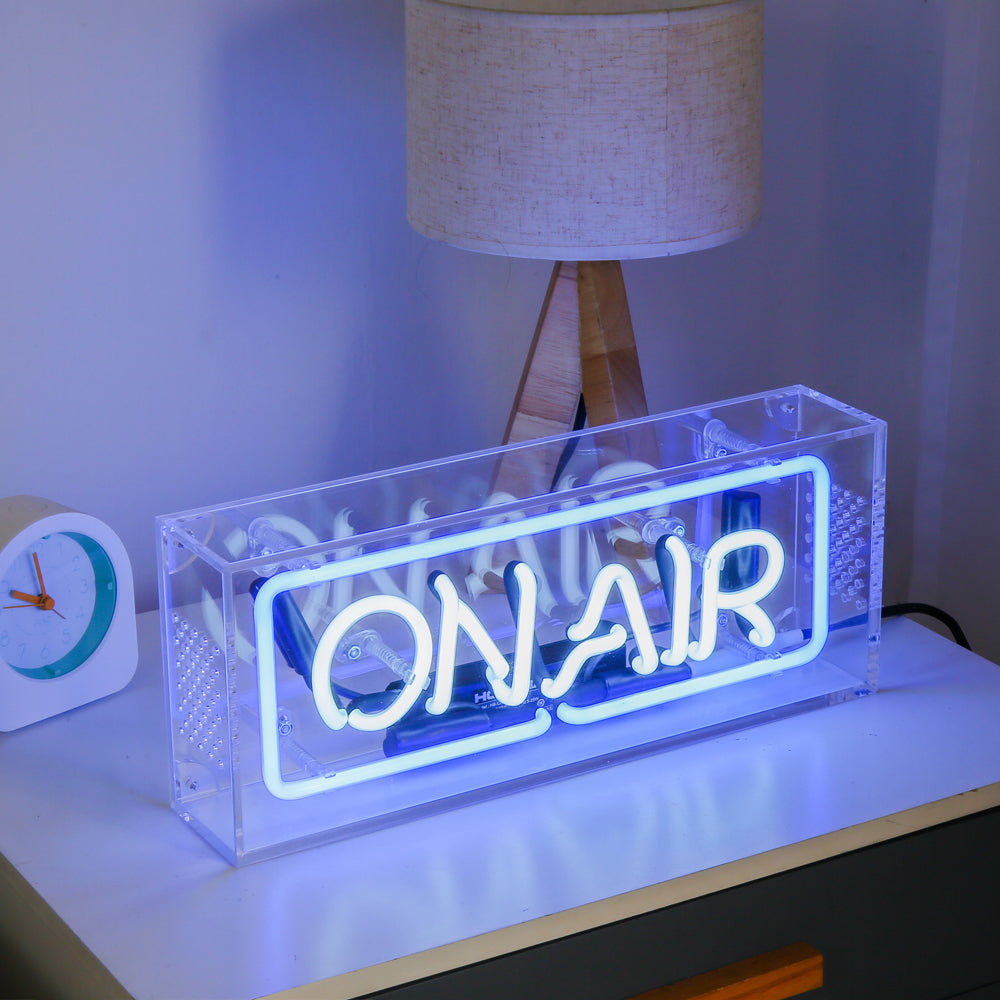 "ON AIR" ice bule lighting neon sign,table box led neon flex sign,glass neon tube sign