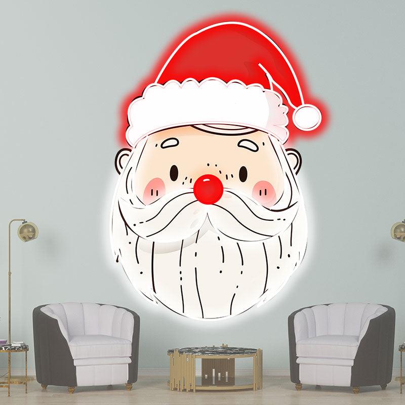 Kind Bearded Santa Claus LED Neon signs | Red Christmas Hat Decorative Lights | Warm Holiday Home Lighting