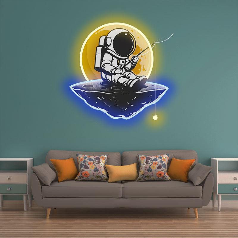 Astronaut Fishing Neon signs Light - Whimsical LED Decor for Space Enthusiasts, Perfect Gift for Fishing Lovers, Fun and Unique Wall Art