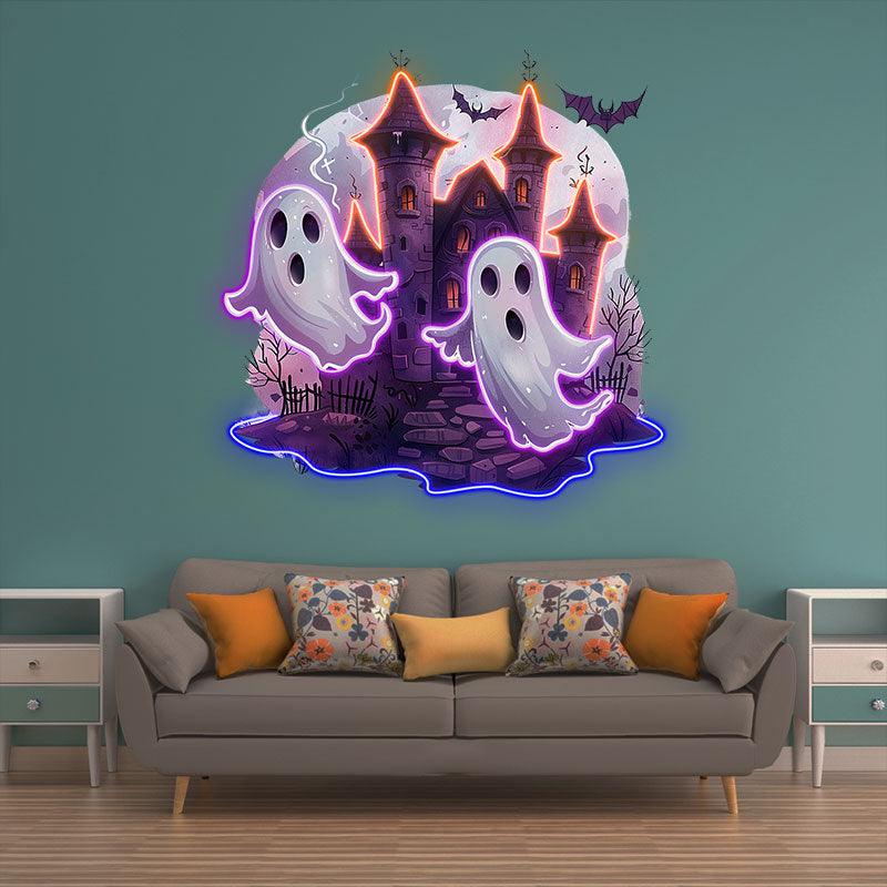 Haunted Ghost Castle Decoration | Spooky LED Light neon signsfor an Enchanting Halloween Experience