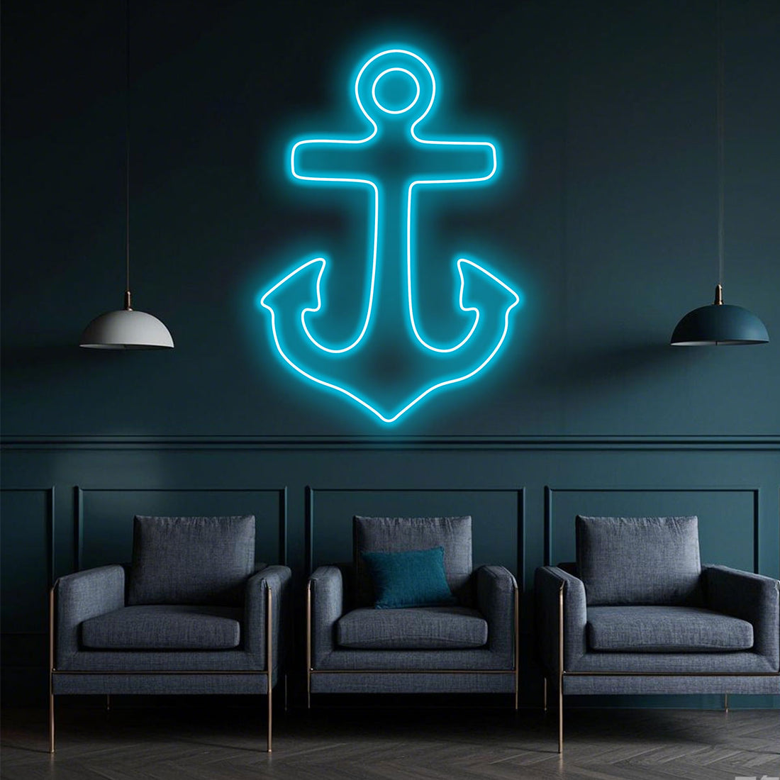 Custom Anchor Neon Sign LED Wall Light,Marine Theme Ocean Style Night Light,Nautical Decor for Coastal Home, Bathroom, Cafe