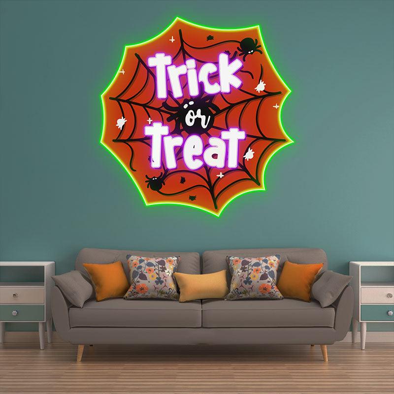 Creepy Spider Web Neon Signs | Spooky LED Decoration for a Haunted Halloween Vibe