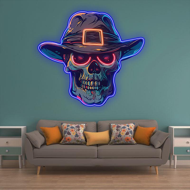 Stylish Skull with Hat LED Neon signs Light | Edgy Home Decor for Hall
